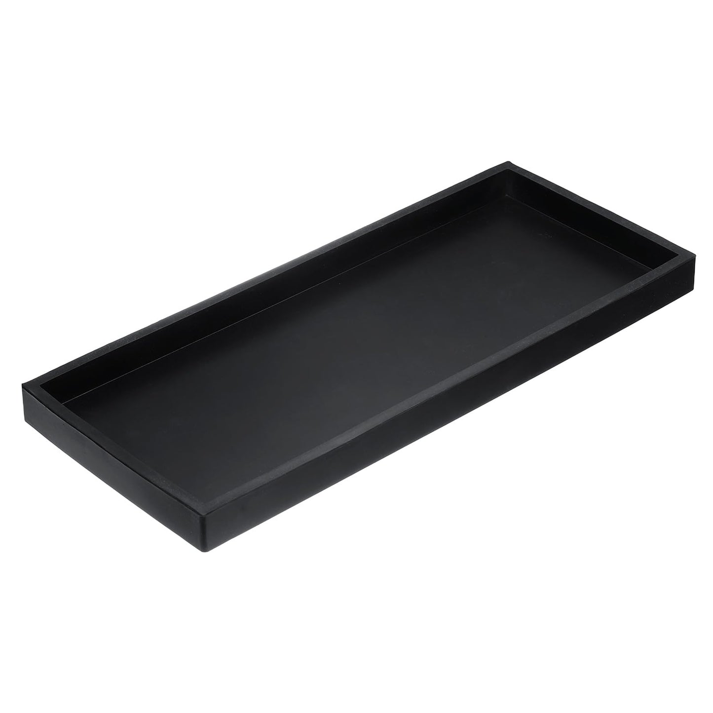 sourcing map Bathroom Vanity Tray, 11.8" x 5" Silicone Soap Dispenser Trays, Shatterproof Kitchen Sink Organizer for Soaps Keys Candle Trinket, Black