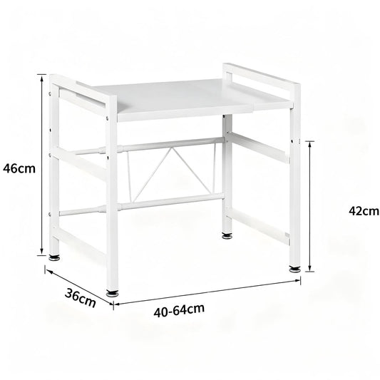 Multibao Expandable Microwave Rack Shelf, 2 Tier Oven Rack Stand Holder Kitchen Corner Shelf Desktop Printer Shelf Rack, Bakers Rack