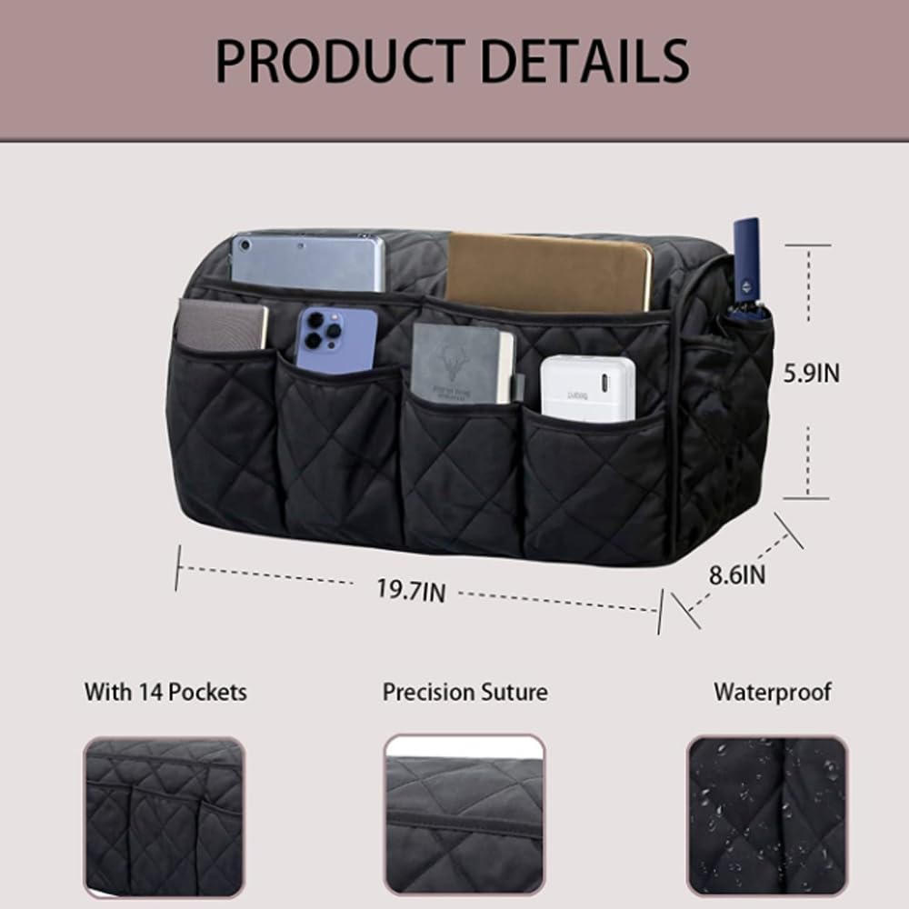 DZOZO Sofa Armrest Organizer Arm Rest Organiser Hanging Sofa Caddy Storage Bag TV Remote Control Holder Chair Tidy Couch Arm Rest Storage Bag Couch
