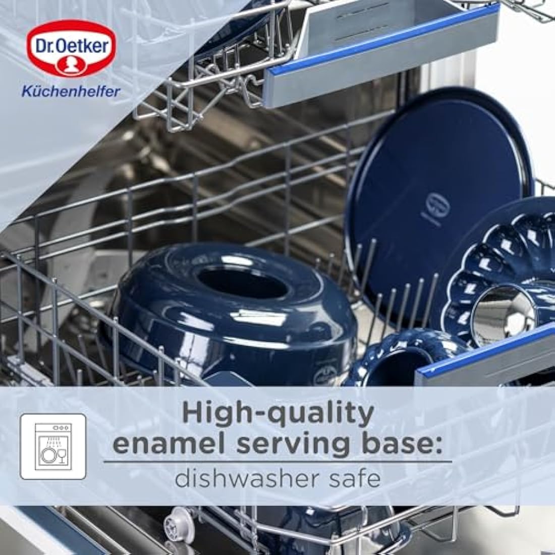 Dr. Oetker Springform Cake Tin 28cm Diameter, Round Cake Mold, Baking Pan, Cut & Scratch Resistant Flat Removable Base, Non-Stick Enamel Coating, Colour: Blue