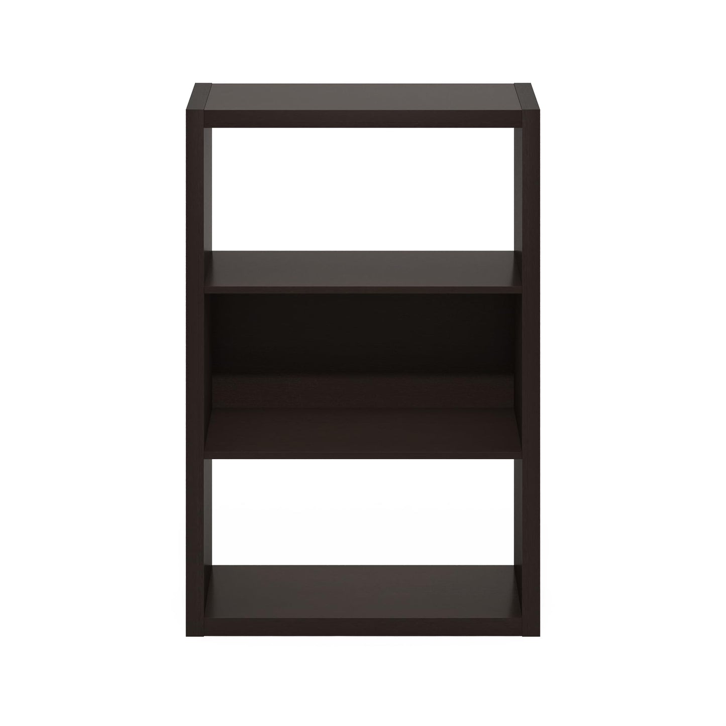 Furinno VIOLA Book Shelf, 3-Tier Bookshelf, Bookcase with Open Shelf, 11.3 x 23.2 x 35.9, for Living Room, Bedroom, Home Office, Dark Oak