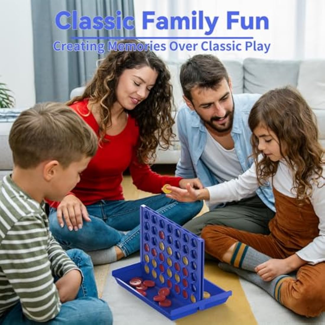 Pup Go 4 in a Row Classic Board Game for Kids Ages 3-8, 8.2 x 5.9 inches with 6 Spare Discs, Perfect Educational Family Toy for Boys & Girls, 2 Player Strategy Game, Foldable Design