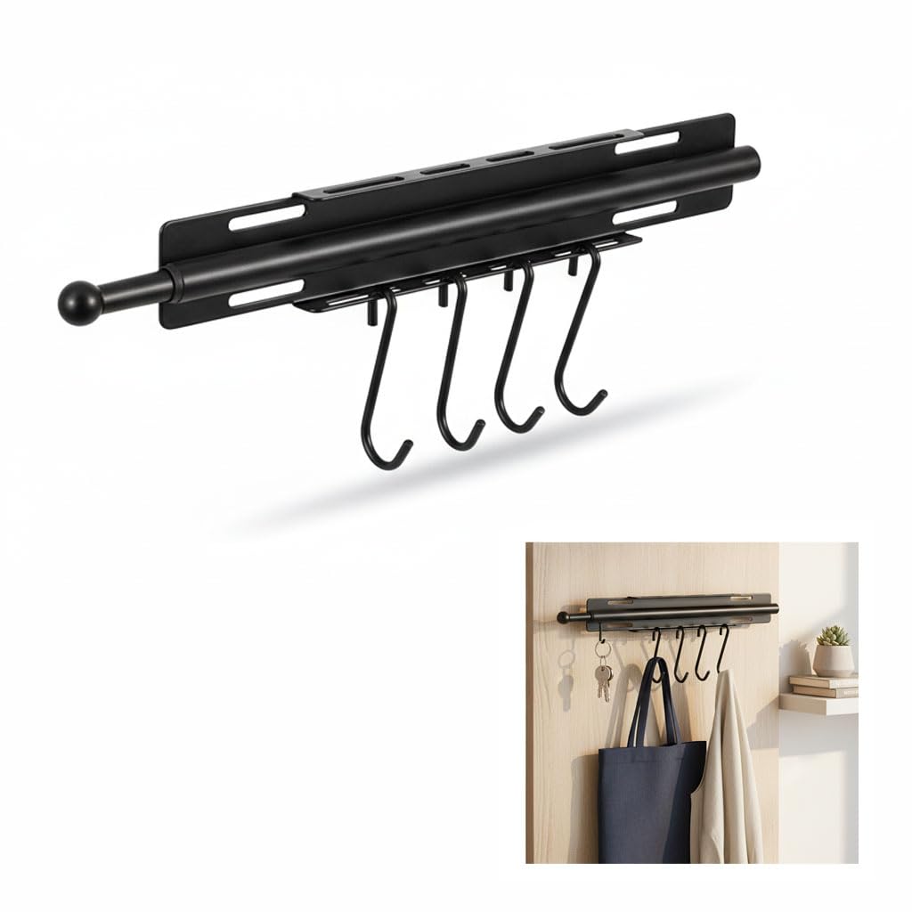 Pull Out Valet Hanger Supporting 11lbs Without Sagging, 12-Inch Adjustable Heavy-Duty Carbon Steel Grey Tube For Laundry Staging