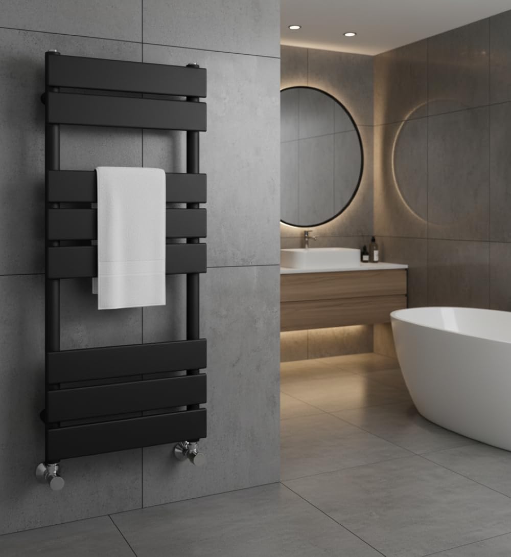 Greened House Richmond Heated Towel Rail Black 500mm W x 800mm H