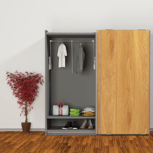 Decoranddecor Adjustable Pull Down Wardrobe Rail, 750mm-1150mm, 15kg Capacity Clothes Rail with Soft Close, Hanging Rail for Sliding and Hinged