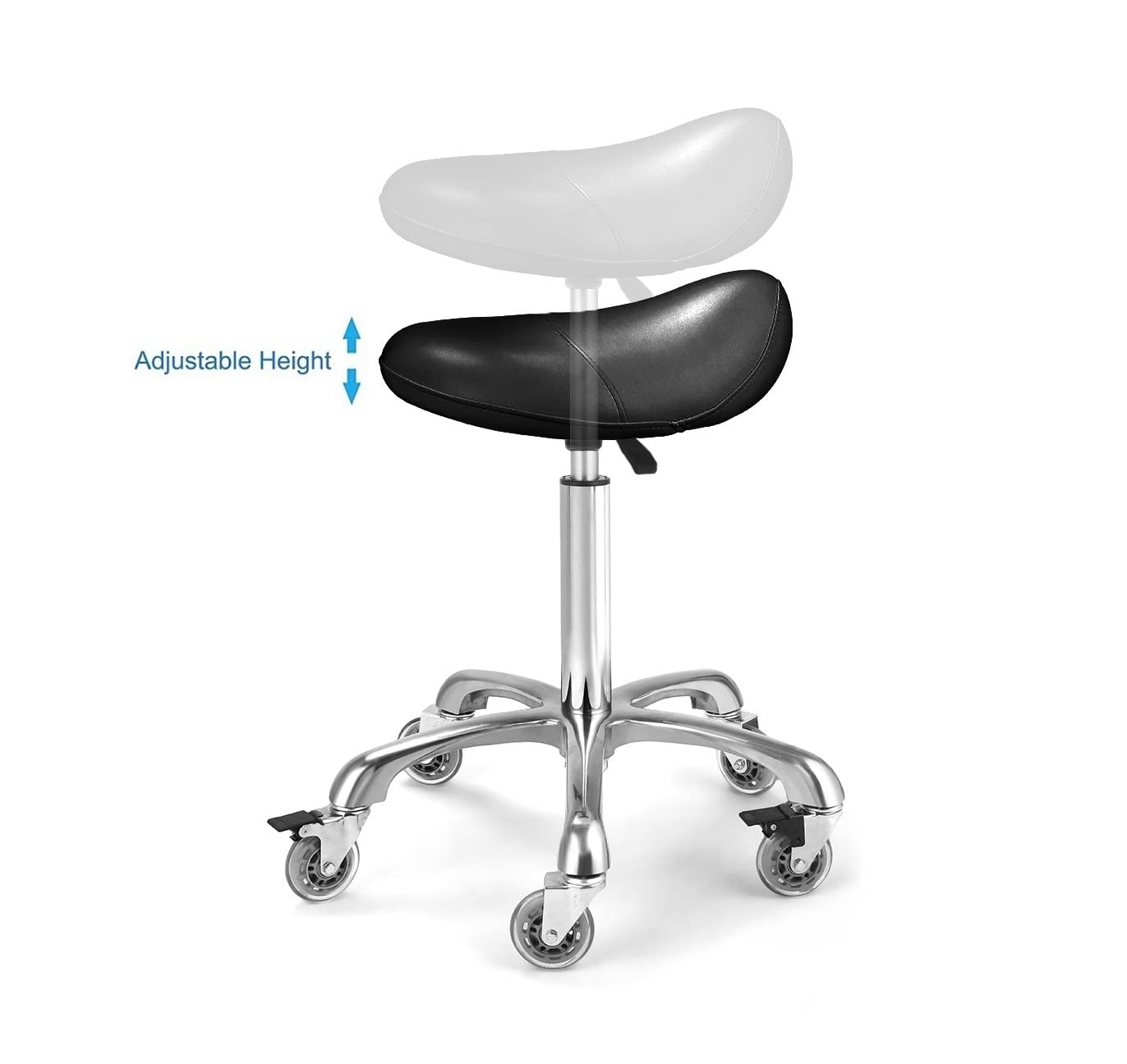 McDooFly Ergonomic Saddle Stool with Wheels Rolling Saddle Chair Heavy Duty Height Adjustable Swivel Hydraulic Stool for Dental Clinic Massage Salon