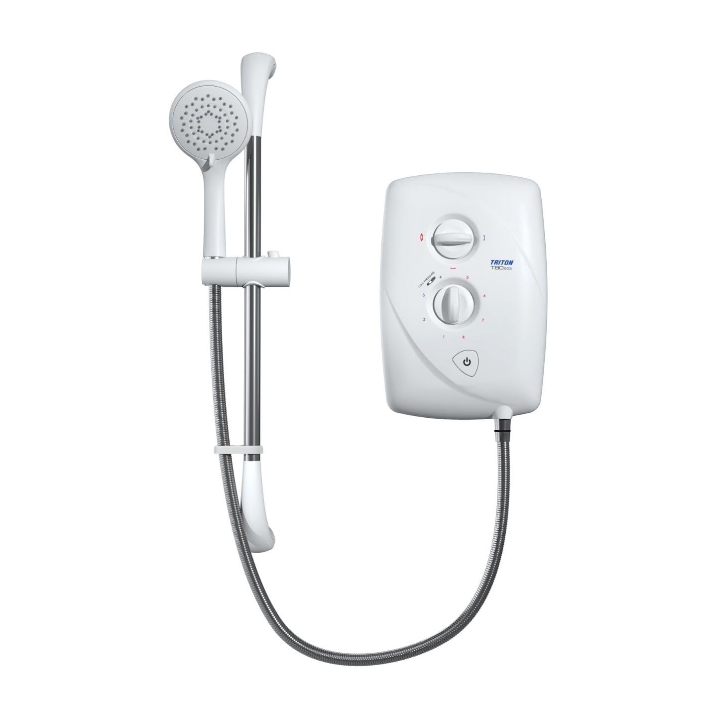 Triton Showers T80 Easi-Fit 9.5kW, Shower Electric, 9.5 kW, White, Electrical Showers, with Showerhead & Anti Twist Hose, Bathroom Showering Unit