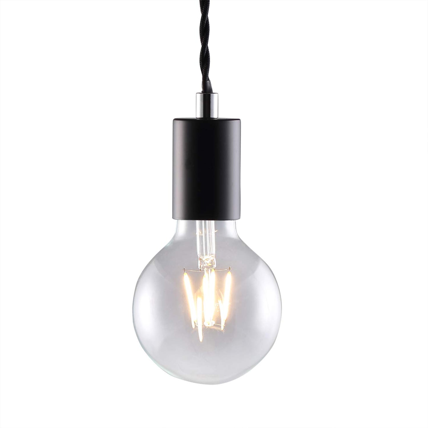 Black Industrial pendant light fitting, 5lights Spider Hanging light fitting with adjustable 3M twisted braided cable, Retro industrial Cluster