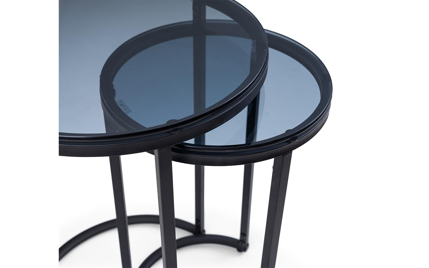 Julian Bowen Chicago Nest of Tables, Set of 2, Smoked Glass - H55 x W40cm