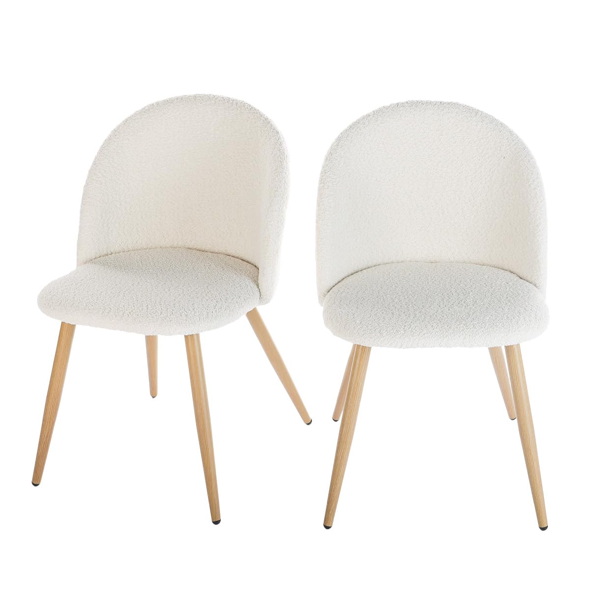 FurnitureR Dining Room Chairs, Set of 2, Chenille fabric Kitchen Chairs for Bedroom, Living Room Chair, Oak Metal Legs, Beige