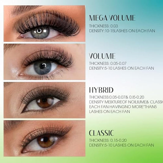 Easy Fan Lash Extensions 0.07mm 13mm D curl Russian Volume Noir Lash Tray Automatic Flowering Blooming Self Fanning Lashes 3D 4D 5D 6D 8D Long Individual Volume Lashes Gemerry Lash(0.07-d curl-13mm)