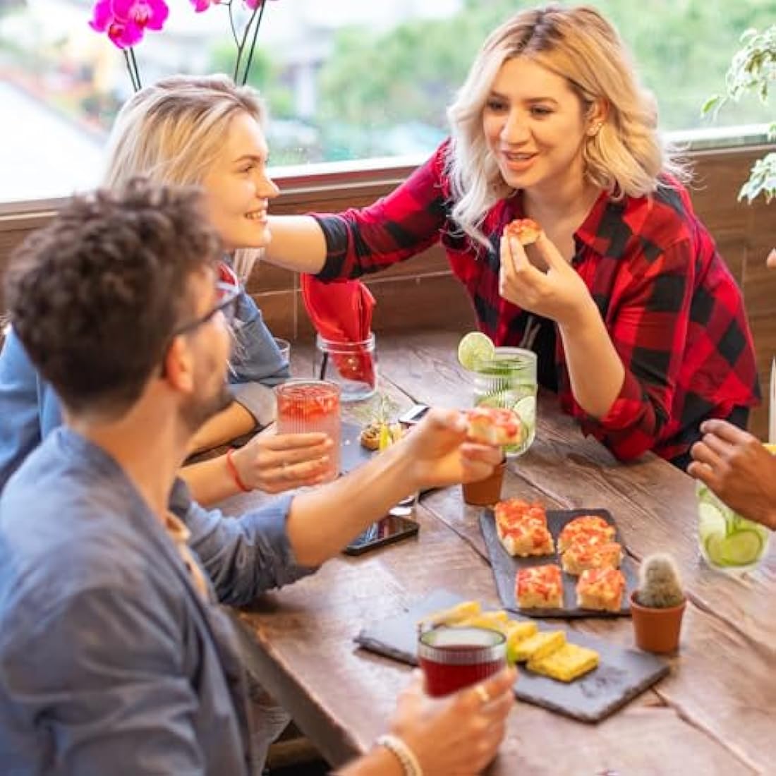 TKNO 6X 410ml Ribbed Highball Glasses Tall Hi Ball Glass Water Gin Juice Cocktail Drinking Glassware Origami Style Fluted Ripple Beverage Tumblers Set, Ideal for Home, Restaurant, Events & Parties