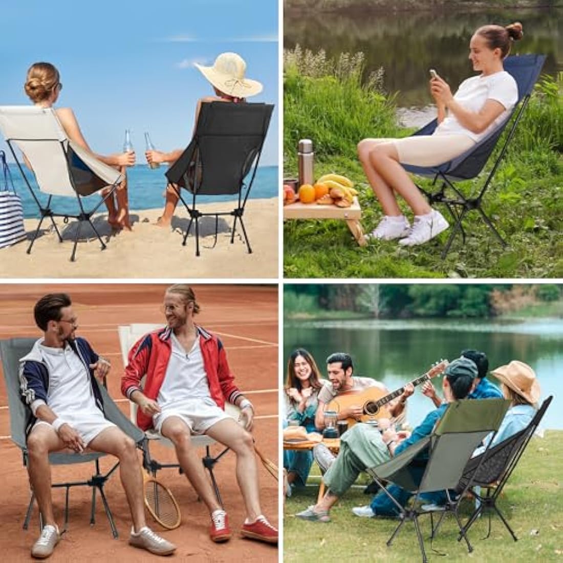 Outplea Lightweight Camping Chair Comfy High Back, Portable Compact Travel Chair for Hiking Picnic Fishing Backpacking, Grey