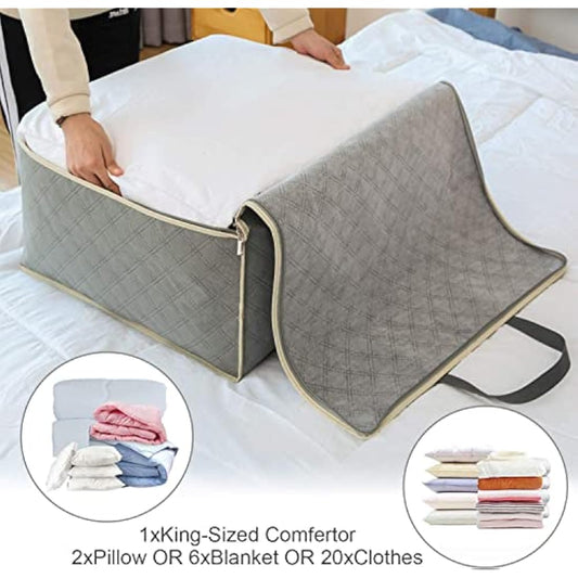 Astoryou 105L Large Storage Bags with Zips, 3 PCS Duvet Storage Bag King Size, Breathable Underbed Storage Bags for Bedding, Clothes, Duvets, Pillows, Quilt, Blankets