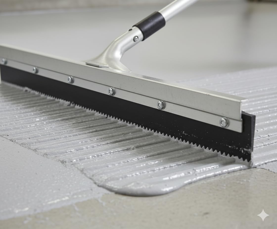 18 Inch Notched Floor Squeegee – Heavy Duty Epoxy & Resin Floor Spreader Tool with Durable Poly Blade, Ideal for Concrete, Garage