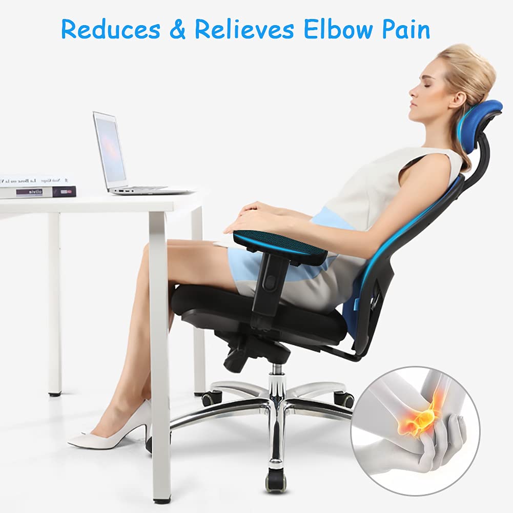 JoyPlus Chair Armrest Pads, 2 PCS Office and Gaming Chair Armrest Covers, Memory Foam Soft Elbow Pillow with Gel Cooling Pad for Elbows and Forearms