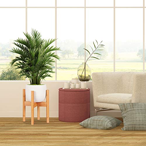 Relaxdays Bamboo Plant Stand, Adjustable, Flower Pots max. 32 cm, Pot Support, H: 35.5 cm, Natural