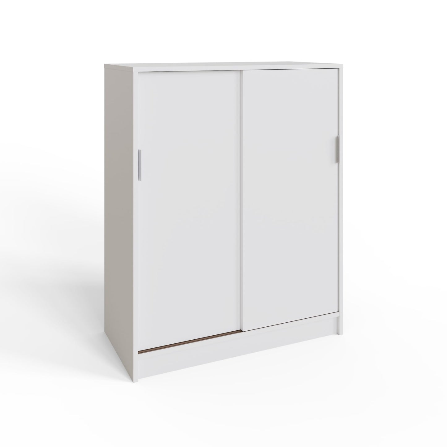GFW Leighton Sliding Door Shoe Cabinet, Slim White Hallway Shoe Storage Unit for 18–22 Pairs