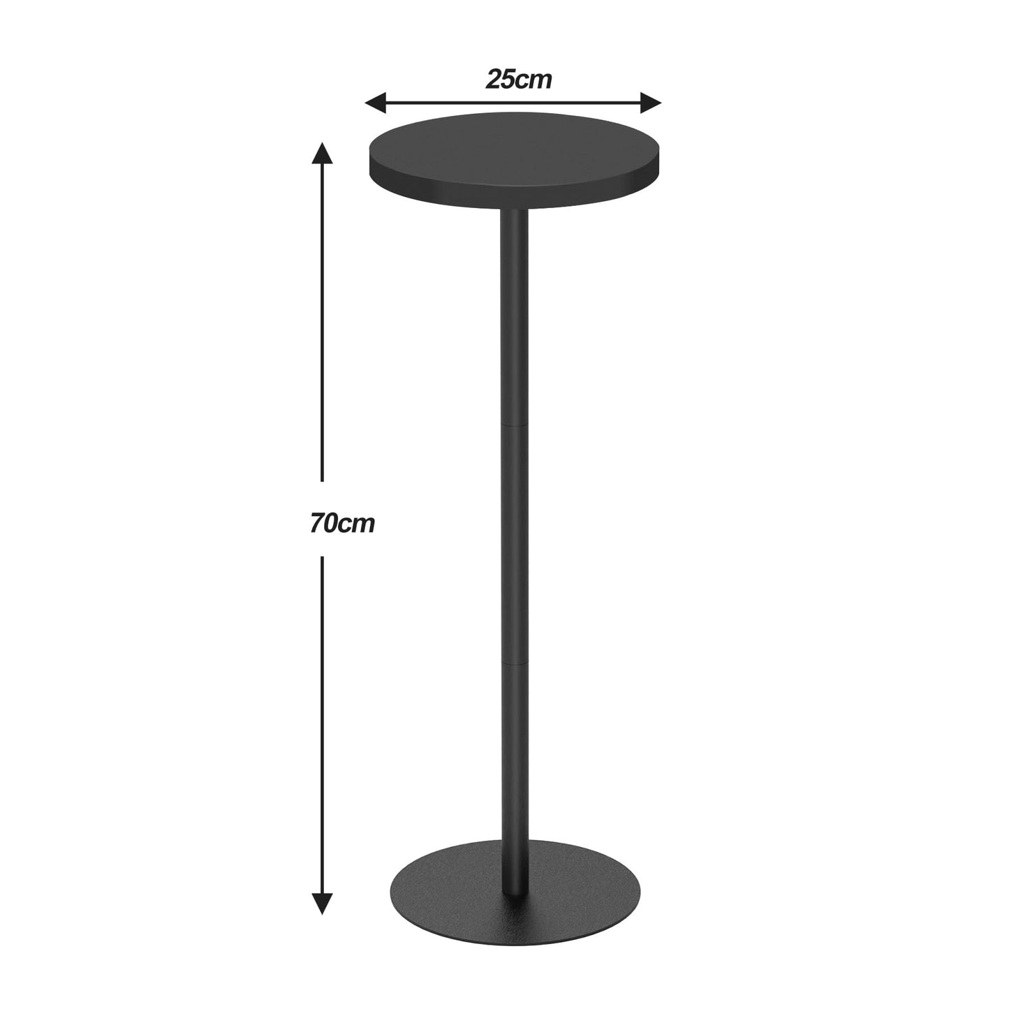 TUTOTAK Tall Round Side Table, Small End Table, Drink Table, Pedestal Side Table, livingroom, Black TB01BK065EU