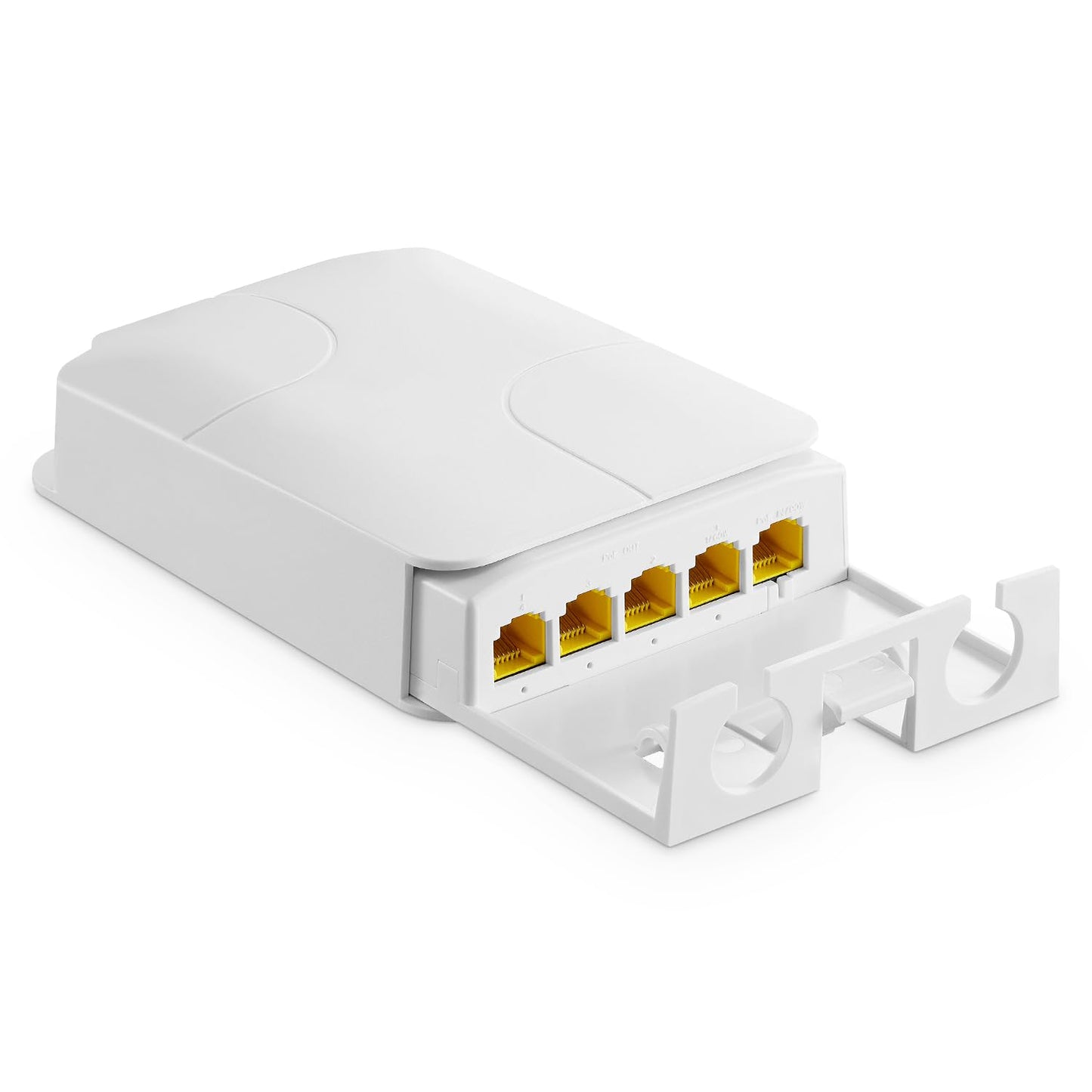 YuLinca Outdoor 5 Port Gigabit PoE Extender, 1 PoE in 4 PoE Out, IEEE 802.3 af/at/bt 90W PoE Repeater with 10/100/1000Mbps, Wall Mount Waterproof POE