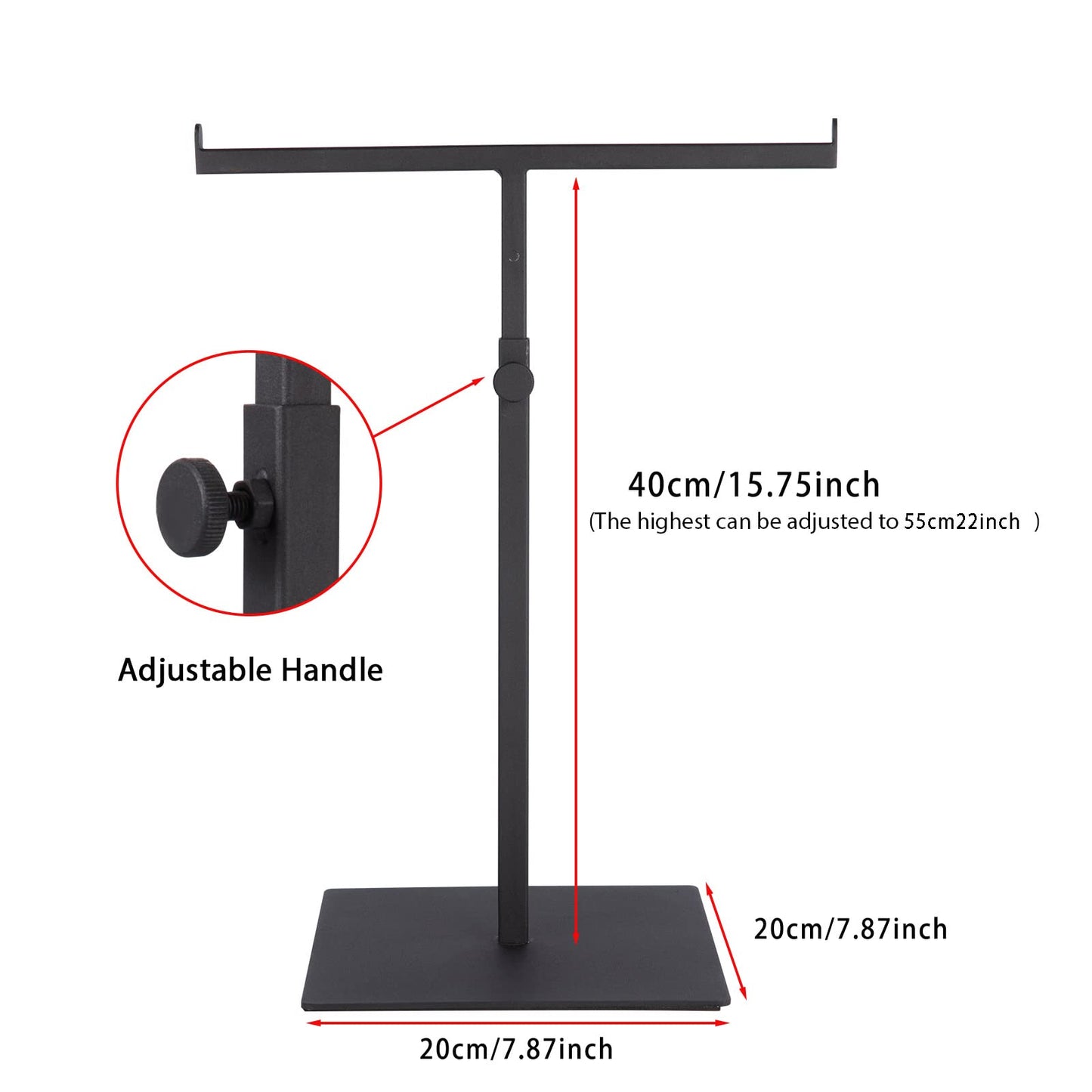 Polmart Countertop Jewelry/Scarf/Handbag T-Bar Display Stand with Adjustable Height - Black