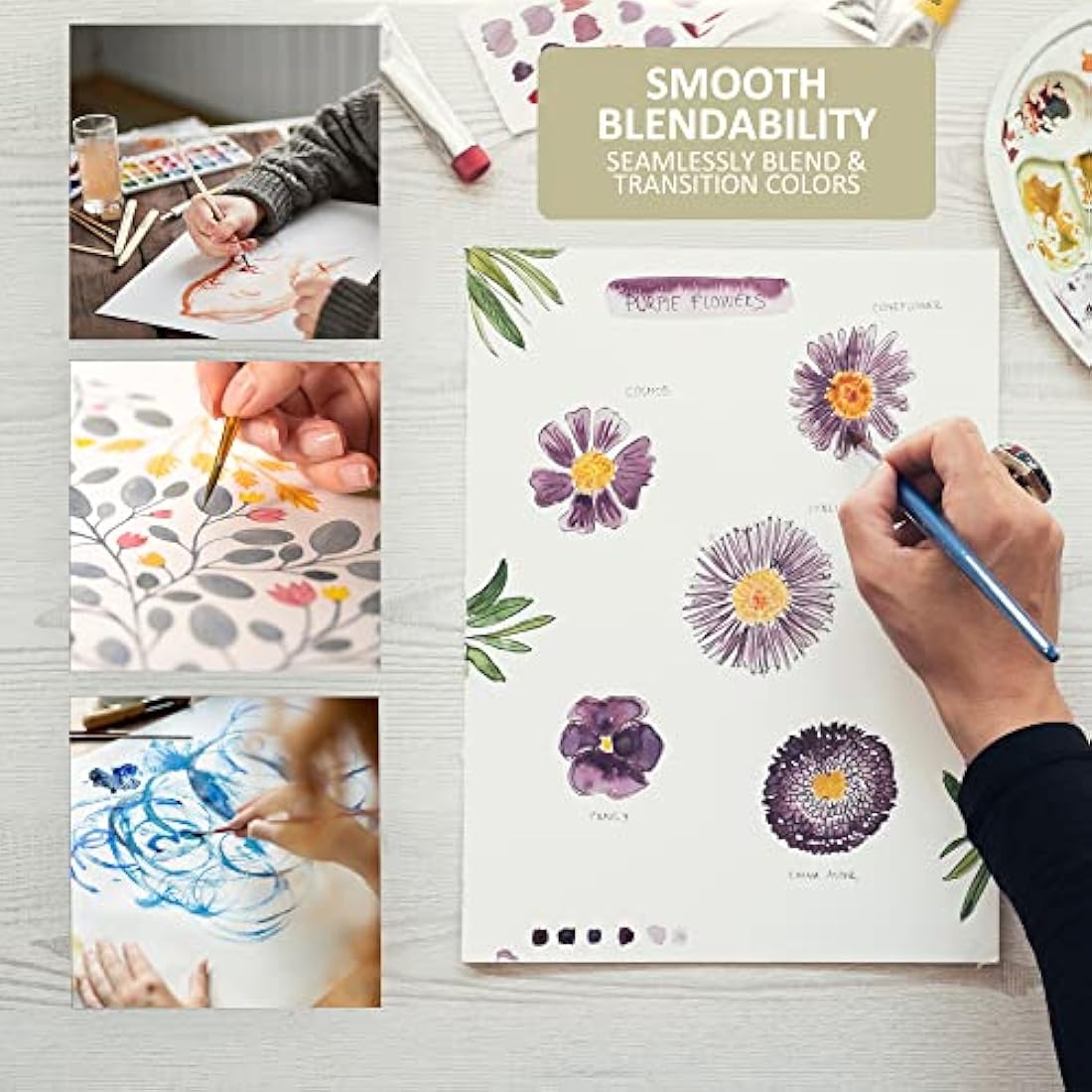 NUCASSO Watercolour Paper Pad - Pack of 2 - A3 x 30 Sheets – Natural White 300 GSM Student Grade, Cold-Pressed, Glue Bound Water Colour Sketchbook for Wet, Dry & Mixed Media (30 Sheets x 2 Packs)
