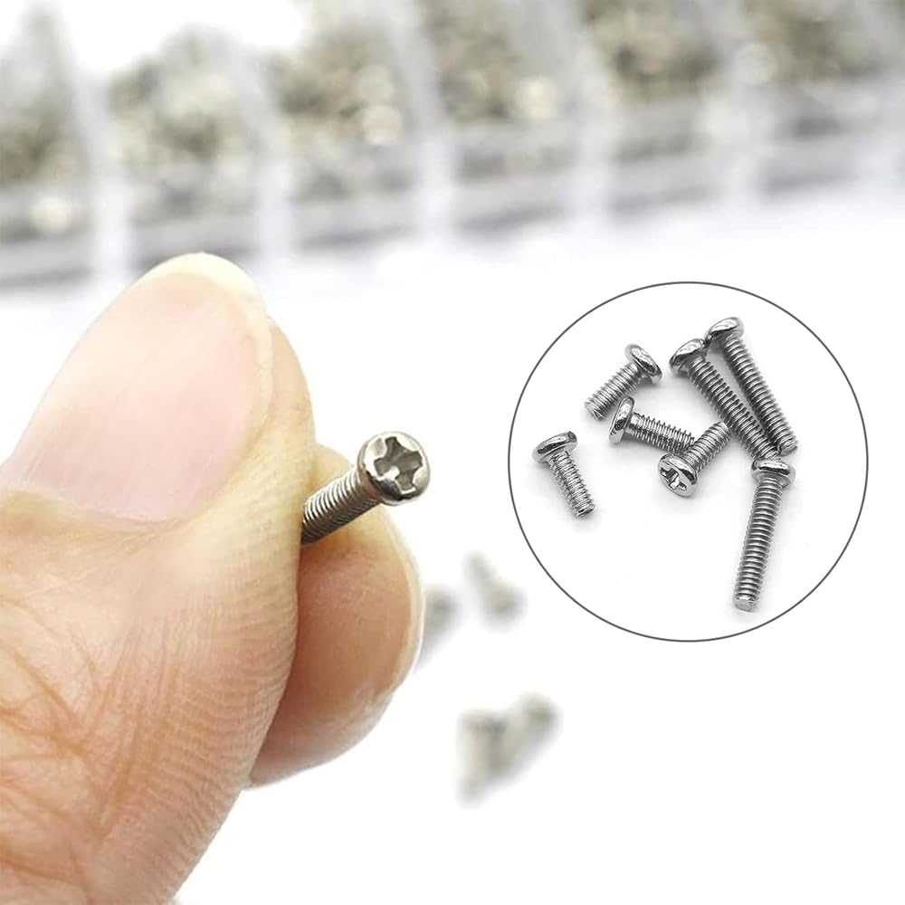 VOANZO 500 PCS Silver Tiny Micro Repair Screw Kit, 18 Sizes Stainless Steel Tiny Screws With Screwdriver