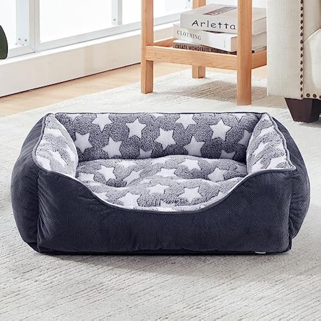 MIXJOY Extra Large Dog Bed(89x63cm), Super Soft Cosy Rectangle Dog Beds, Grey Washable Pet Bed, Ideal for Golden Retriever, Labrador,German Shepherd,Samoye,Rottweiler