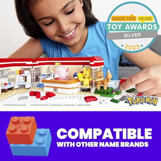 MEGA Pokémon Playset, Forest Pokemon Center Includes Pikachu, Chansey, Eevee, and Togepi, Building Toys for Kids and Adults, Collectible Character Model with 648 Pieces, Toy for Ages 8 and Up, HNT93