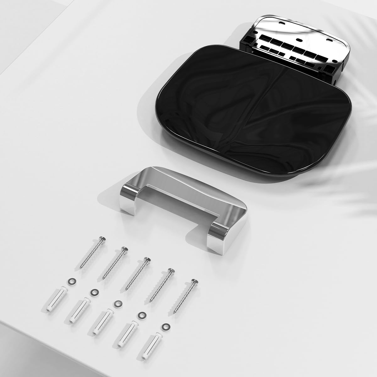 Heuffe Folding Shower Seat Wall Mounted,Easy Clean Foldable shower Chair,Fold Up Shower Stool for Disabled, Elderly and Seniors Black