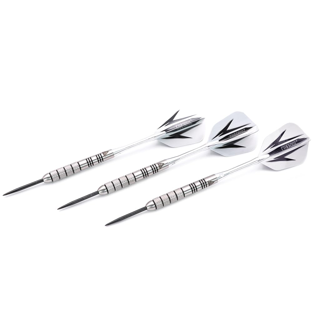 CUESOUL 95% Tungsten 22 Grams Tungsten Steel Tip Darts Set -with 1 Deluxe Dart Case(CSTSTD028-22L)