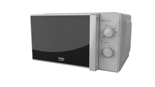 Beko MOC20100SFB Solo Microwave, Includes Auto-Defrost and 30 min Mechanical Timer, Silver Design, 20 L Capacity, 700 W Power