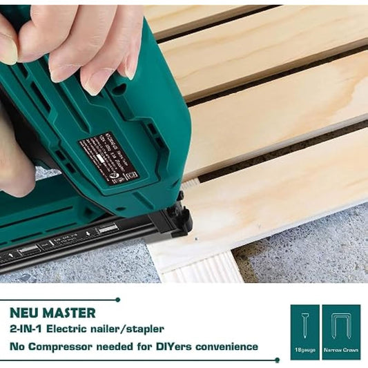 NEU MASTER Electric Brad Nailer, NTC0040-AU Electric Nail Gun/Staple Gun for DIY Project of Upholstery, Home Improvement and Woodworking