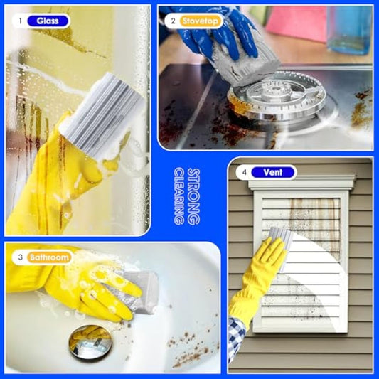 6 Pack Damp Clean Duster Sponge, Sponge Cleaning Brush, Reusable Sponge, Duster for Cleaning Blinds, Glass, Baseboards,Vents, Railings, Mirrors, Window Track Grooves and Faucets