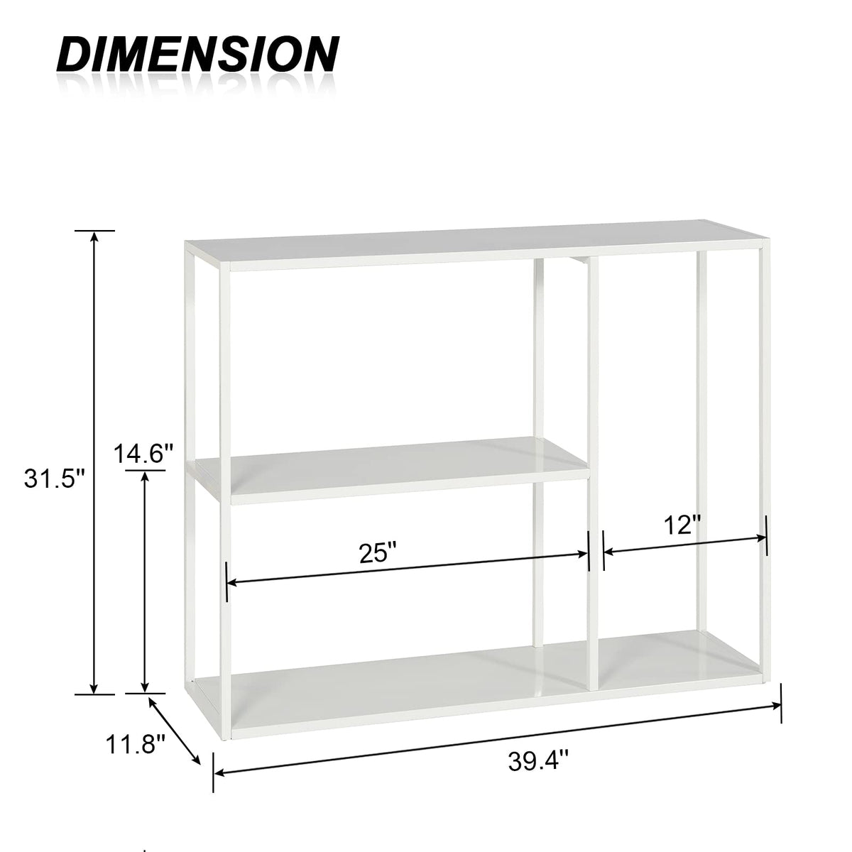 HDANI Console Table,3 Shelf Sofa Table,Thin Entryway Table,Metal Frame Couch Table for Small Spaces,Living Room,Hallway White, 100×30×80cm