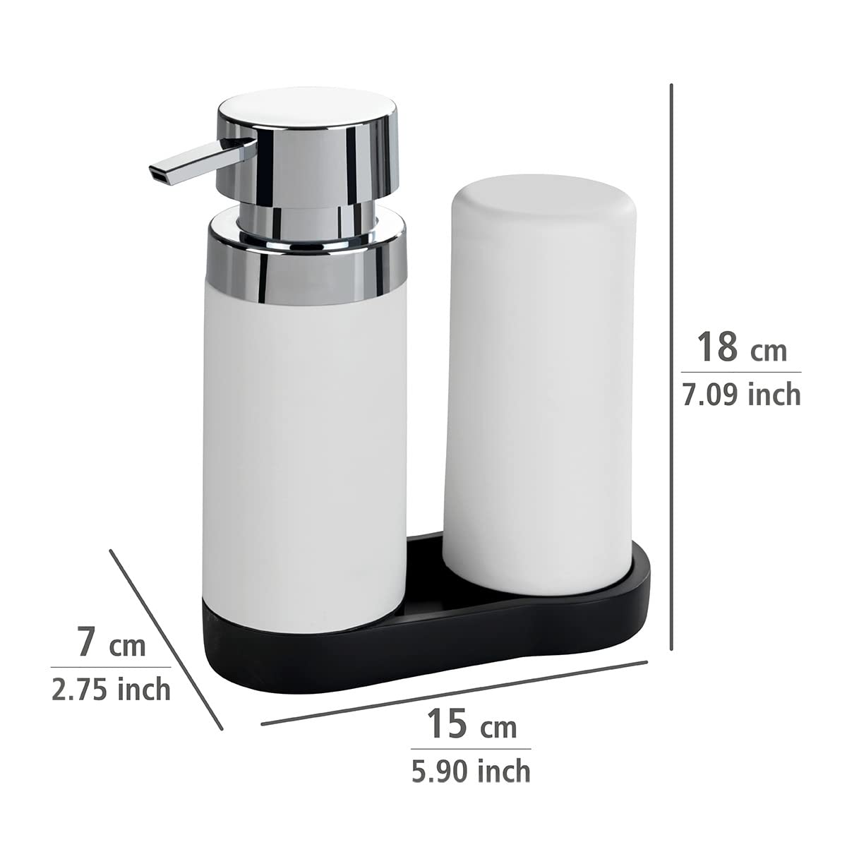 WENKO Washing Station, Silicone, White, 15 x 18 x 7 cm