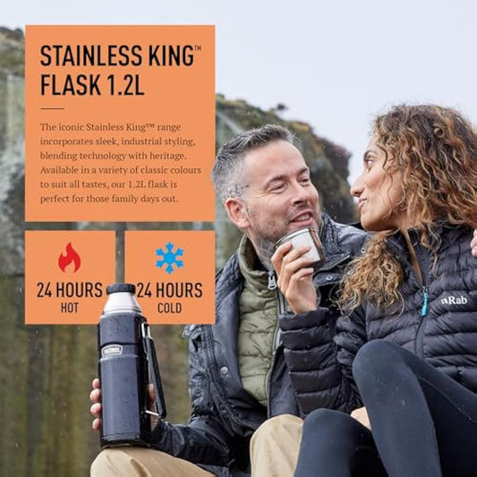 Thermos - Stainless King Copper Travel Flask (1.2L) - Premium Leak Proof Insulated Tea & Coffee Flask for Hot & Cold Drinks, Built-in Cup, Twist-Pour Stopper, BPA-Free, Durable Steel, Dishwasher Safe