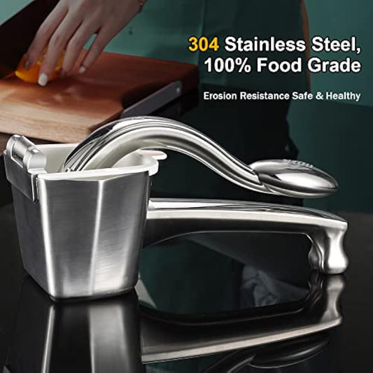 SUCCFLY Lemon Squeezer Stainless Steel, Manual Juicer Citrus Lime Orange Fruit Squeezer Heavy Duty Ergonomic Handle Labor-saving Large Capacity Juice Press Hand Handheld Juicer (5 Year Warranty)