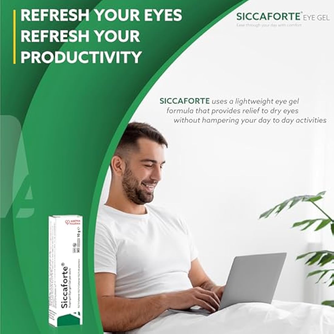 Siccaforte Eye Gel with Carbomer | Smooth, Moisturizing and Healing for Fresh Eyes | Soothing Irritated and Sore Eyes | Comfortable on Eyes for Day Time Use | Long Term Relief (3 x 10 g)