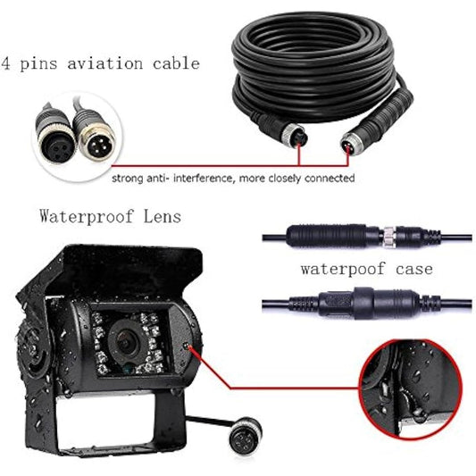 Backup Camera Camecho IR Night Vision Waterproof Reversing Camera + 10M 4 Pins Cable Kit for Car Bus Truck Caravan Camper 12V 24V Parking Assistance