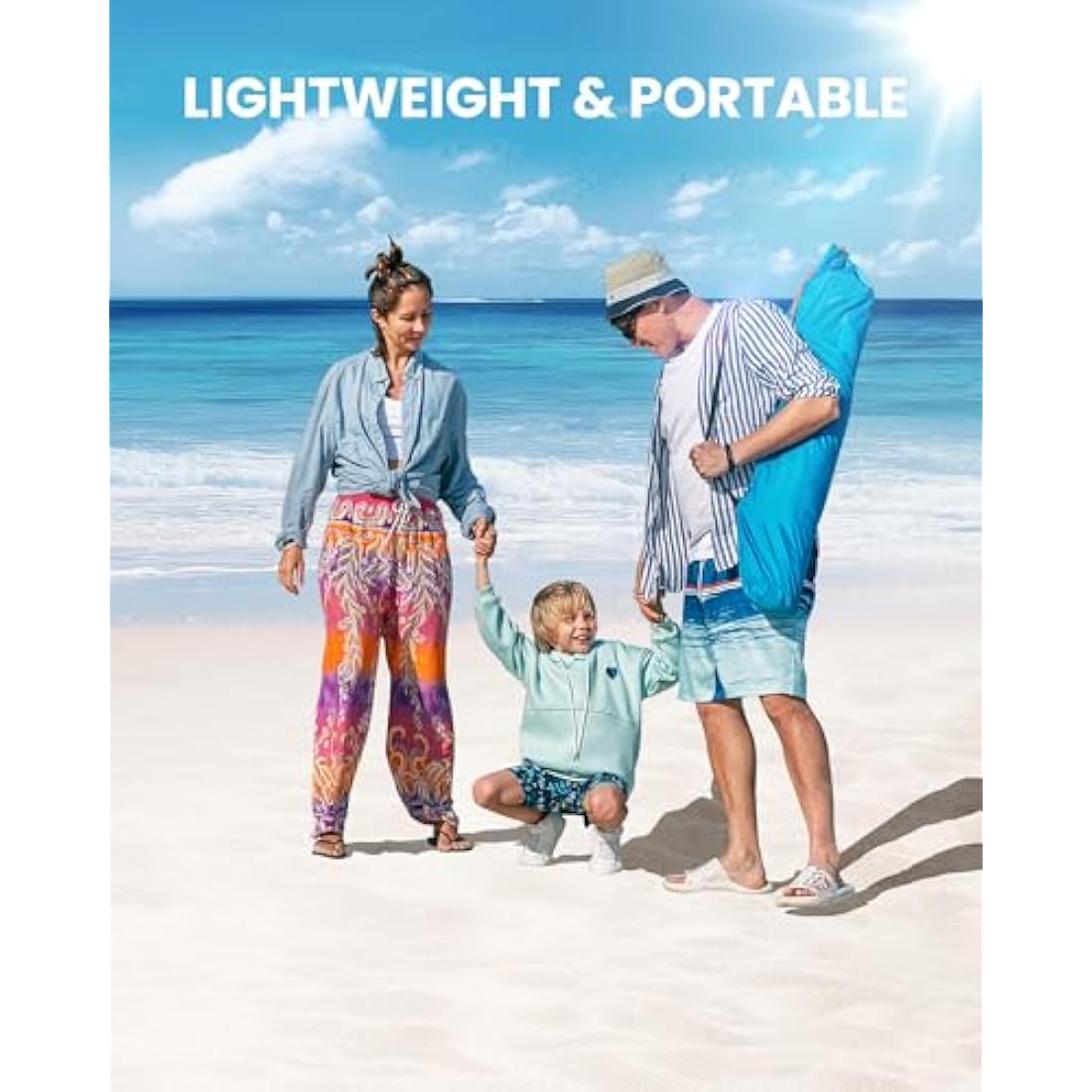 OutdoorMaster Pop Up 3-4 Person Beach Tent X-Large - Easy Setup, Portable Beach Shade Canopy Folding Sun Shelter with UPF 50+ UV Protection Removable Skylight Family Size