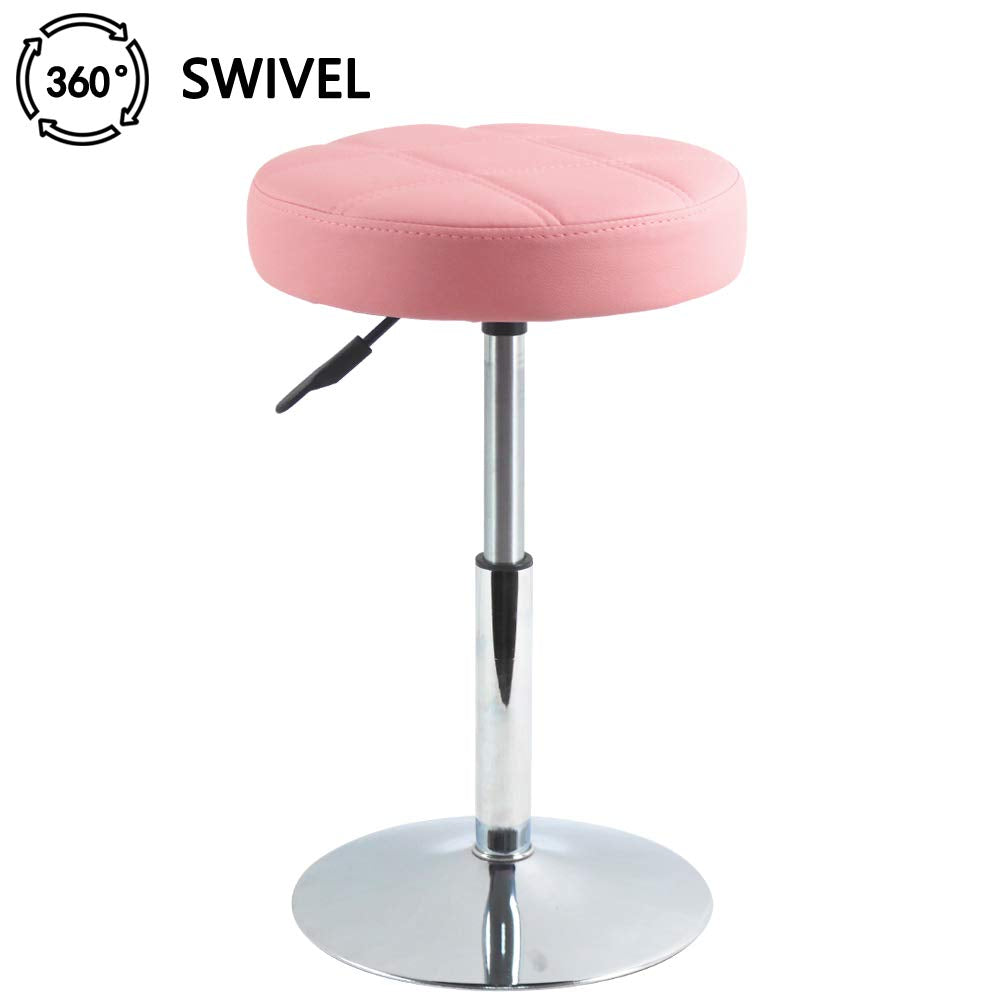 FURWOO Round Cushion Salon Stool Massage Chair Adjustable Swivel Spa Stool for Beauty Nail Home Bar Work Low Bar Chair for Barber Shop Small(Pink)