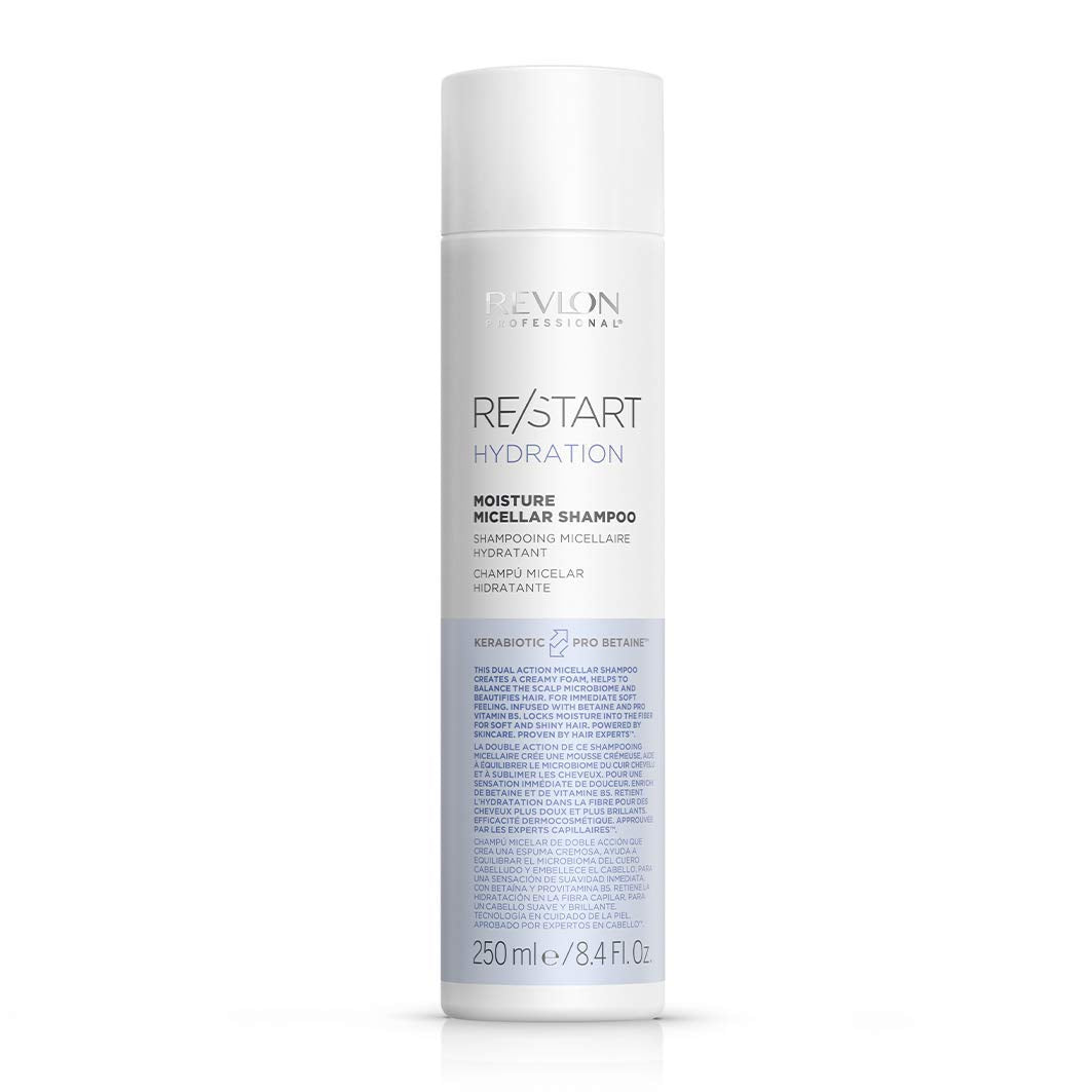 Revlon Professional Hydration Moisture Micellar Shampoo, Normal & Dry Hair Treatment to Moisturise, Control Frizz & Detangle (250ml) Unisex