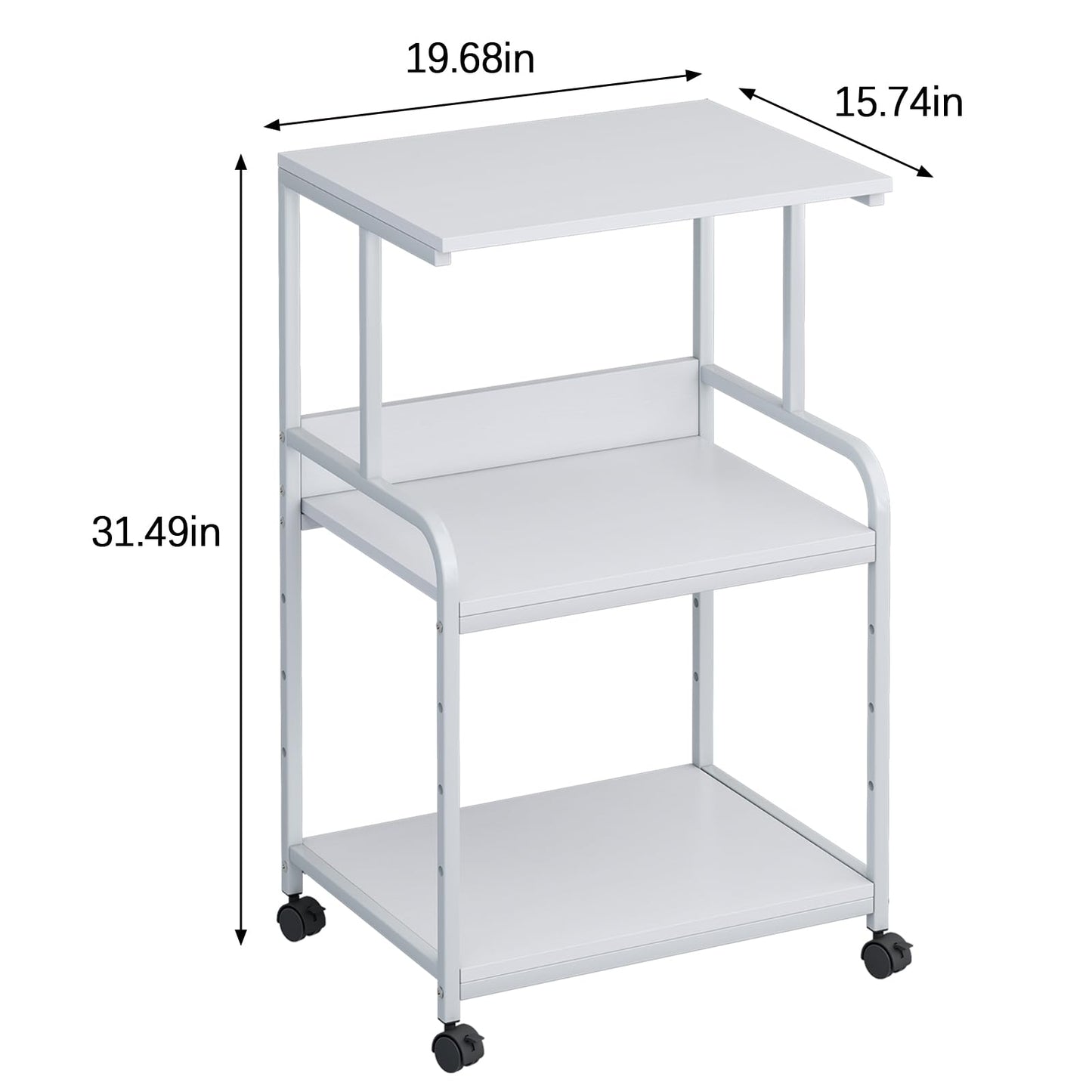 Printer Stand Table Shelf with Storage,3d Printer Shelf Organizer With Shelf and Wheels,3 Tier Multi-Purpose Rolling Cart for Folders,Books,for Fax