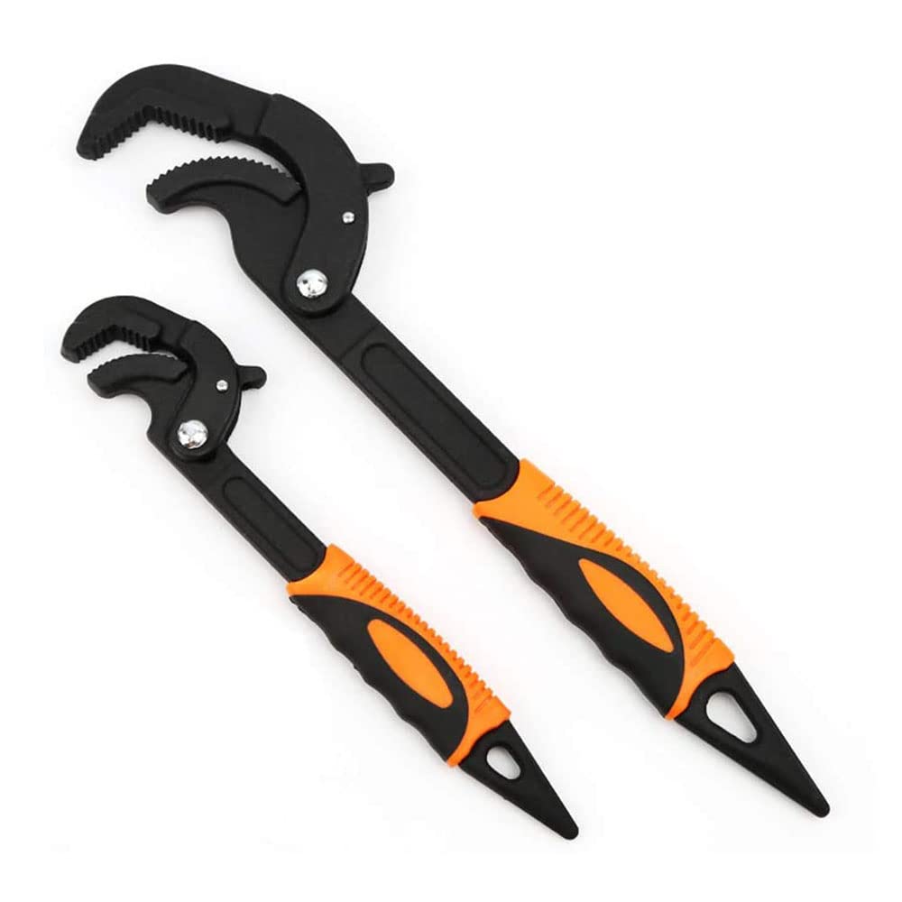 LSLANSOON 2 Pcs Multi-Function Universal Wrench Set Self Adjusting Spanner Quick Power Grip Pipe Wrench for Auto Repair and Home Maintenance