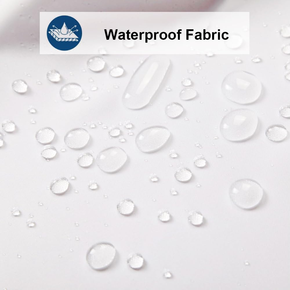 Lkw Ogechi White Shower Curtain Waterproof 200/220/240 CM Drop, 220 CM Extra Long Polyester Washable Bath Curtain