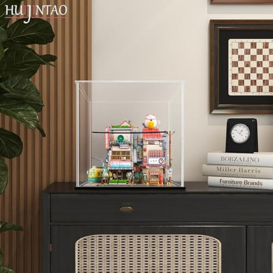 HUIJINTAO Clear Acrylic Display Case Countertop Box Cube Organizer Stand Dustproof Protection Showcase for Action Figures/Toys/Collectibles(9x9x9inch;23x23x23cm)