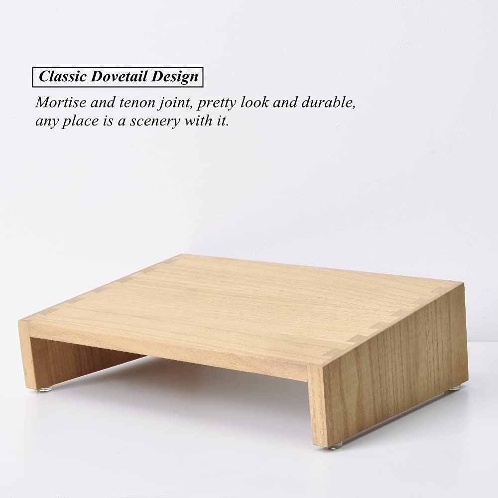 KIRIGEN Wooden Under Desk Footrest, Adjustable Solid Wood Foot Rest and Desk Foot Stool with Feet, 40 x 30 cm Platform for Home Office