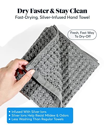 Sutera Silverthread Supima Cotton Waffle Hand Towel, Grey