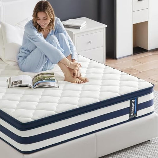 Resspry Single Mattress 3FT, 12 Inch Memory Foam Sprung Hybrid Mattress, 9-Zone Personalized Support for All Sleepers, Medium Firm Puffy Collection, 100 Night Home Trial